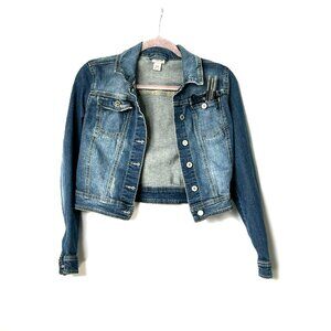Blue Denim Jacket Size Medium Two Front Pockets